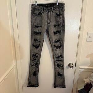 Waimea Stacked Fit Distressed Black Jeans Men's 30x36